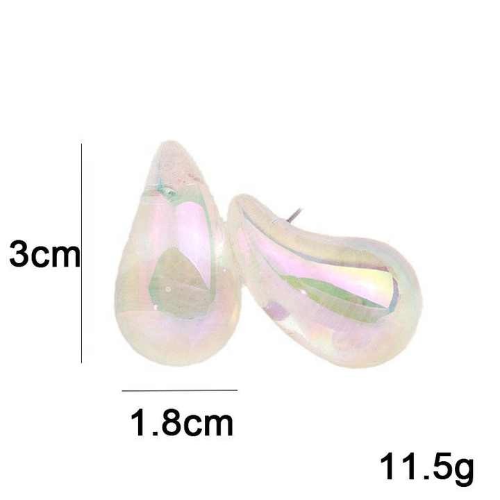 Korean Iridescent Teardrop Earrings - Image 2