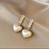 Premium Heart Stone Pearl Studs