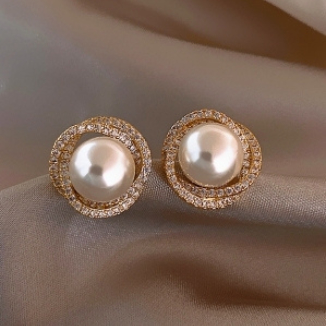 Elegant Pearl Stone Studs - Image 3