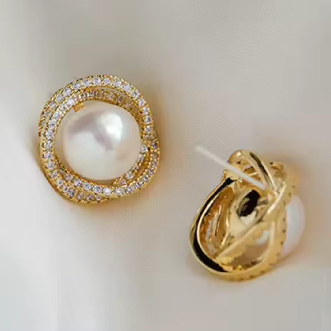 Elegant Pearl Stone Studs - Image 2