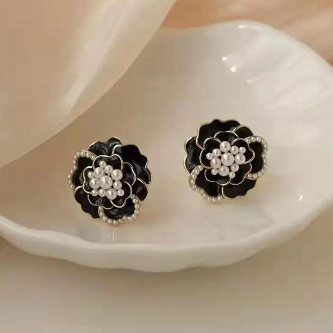 Black Floral Earrings