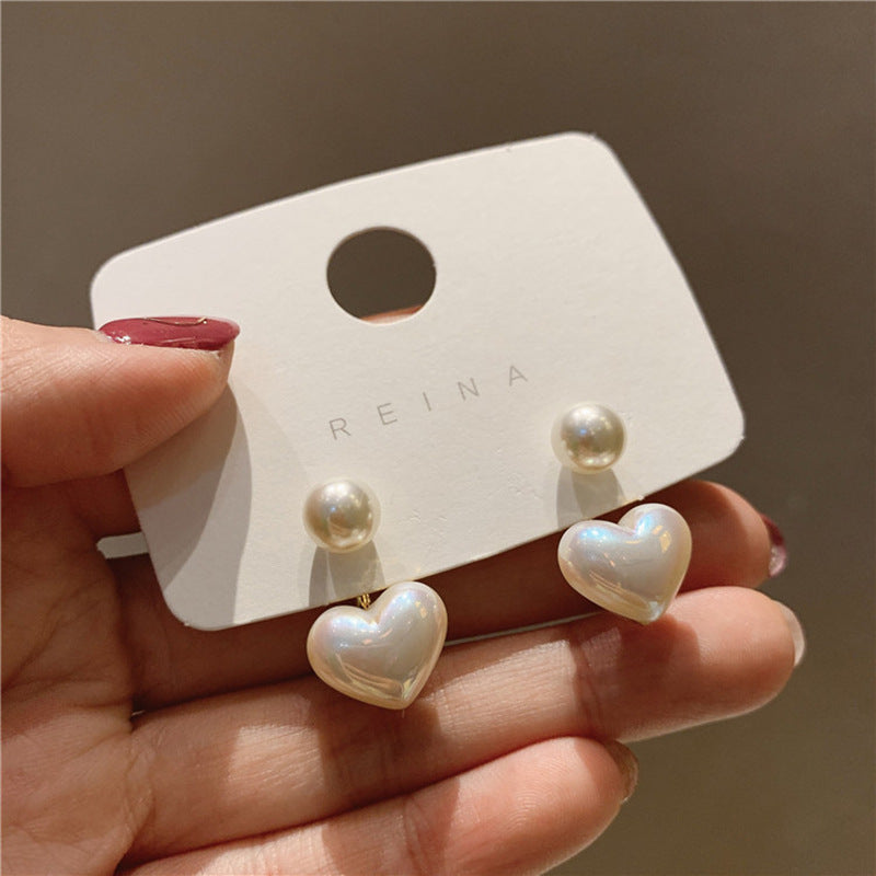 Pearl Heart Stud Earrings