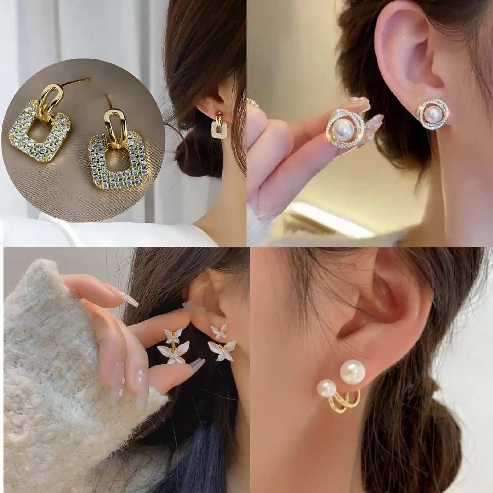Korean Fashion Earrings Collection – 12 Pair Combo - Image 4