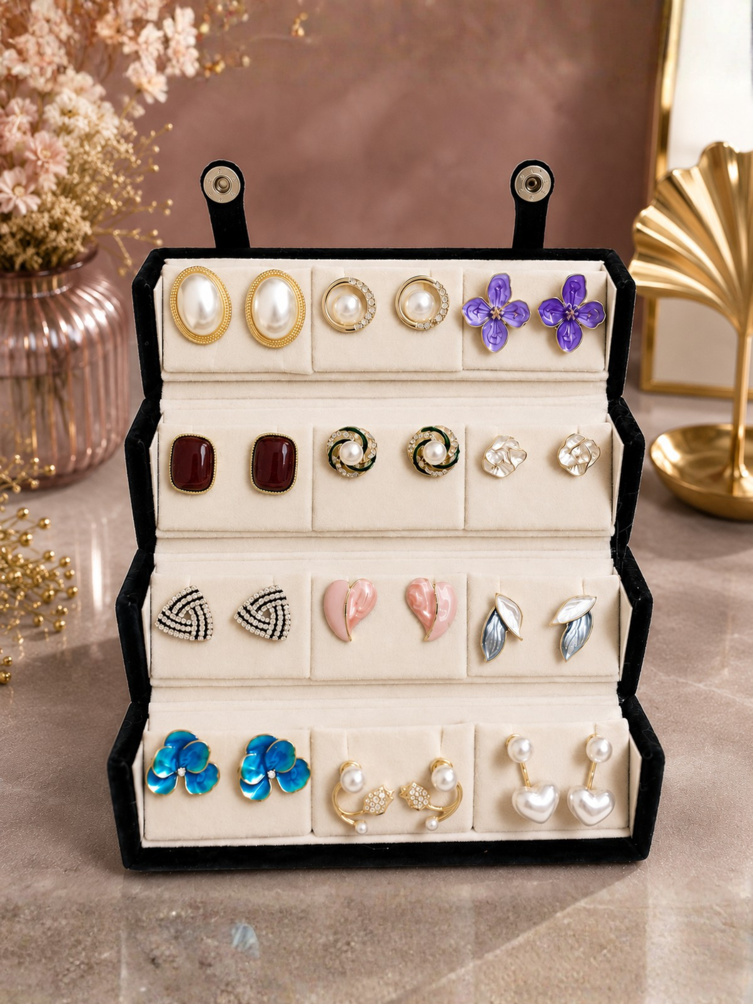 Everyday Korean Style Earrings Box – 12 Pairs