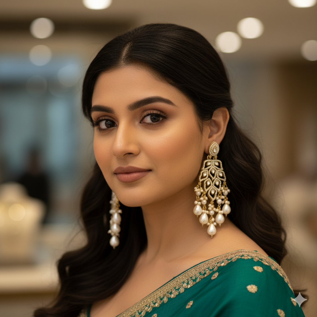Ivory Pearl Traditional Earring - Image 4