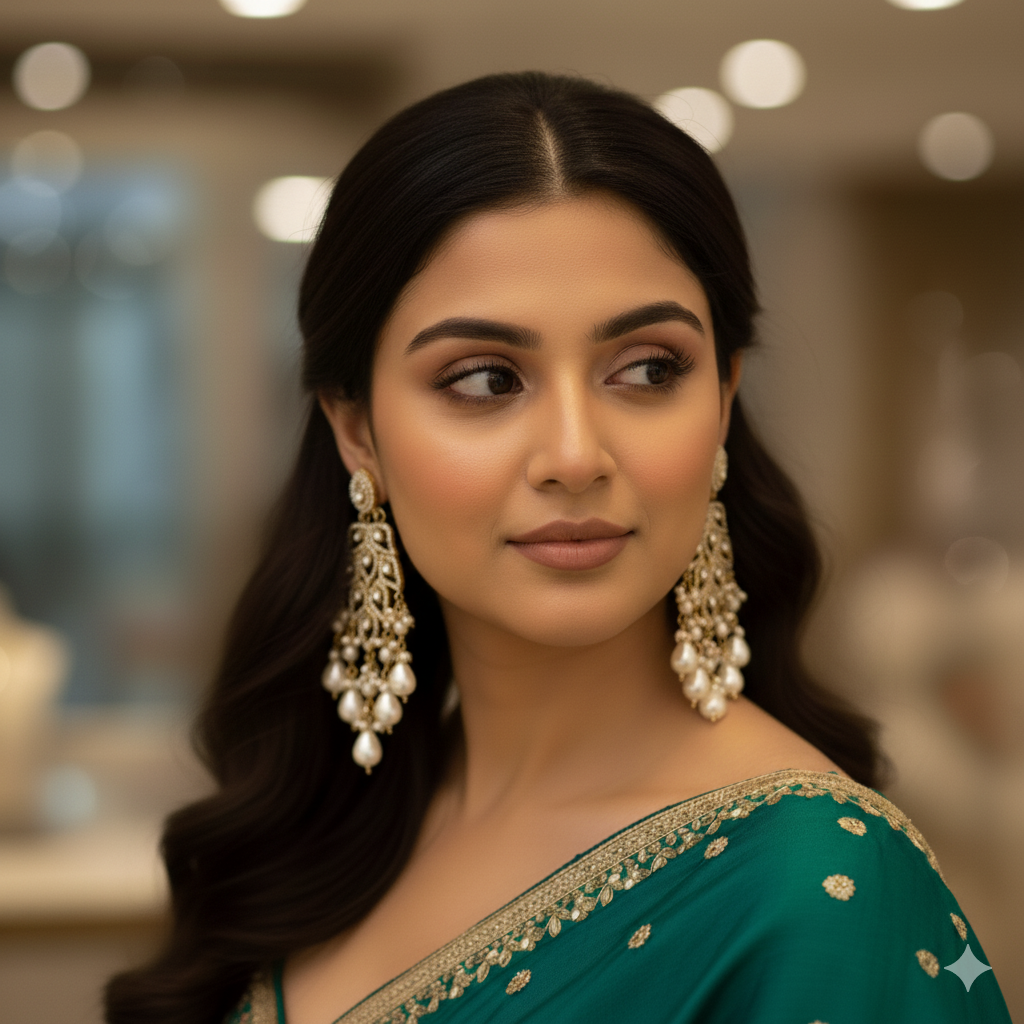 Ivory Pearl Traditional Earring - Image 3
