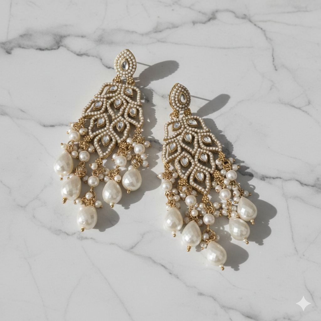 Ivory Pearl Traditional Earring - Image 2