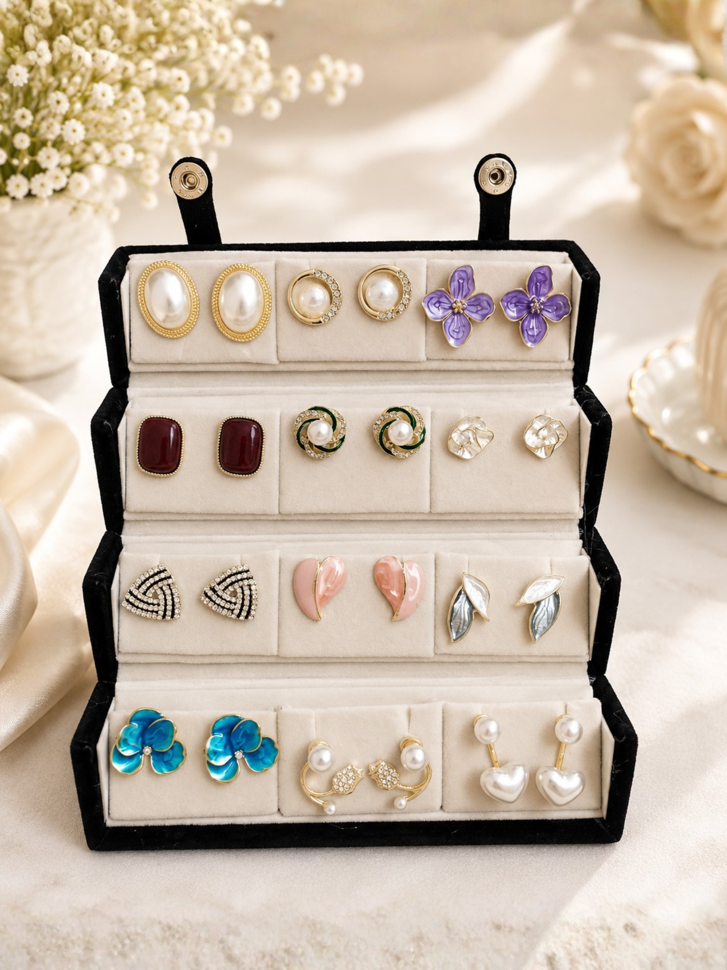 Everyday Korean Style Earrings Box – 12 Pairs - Image 2