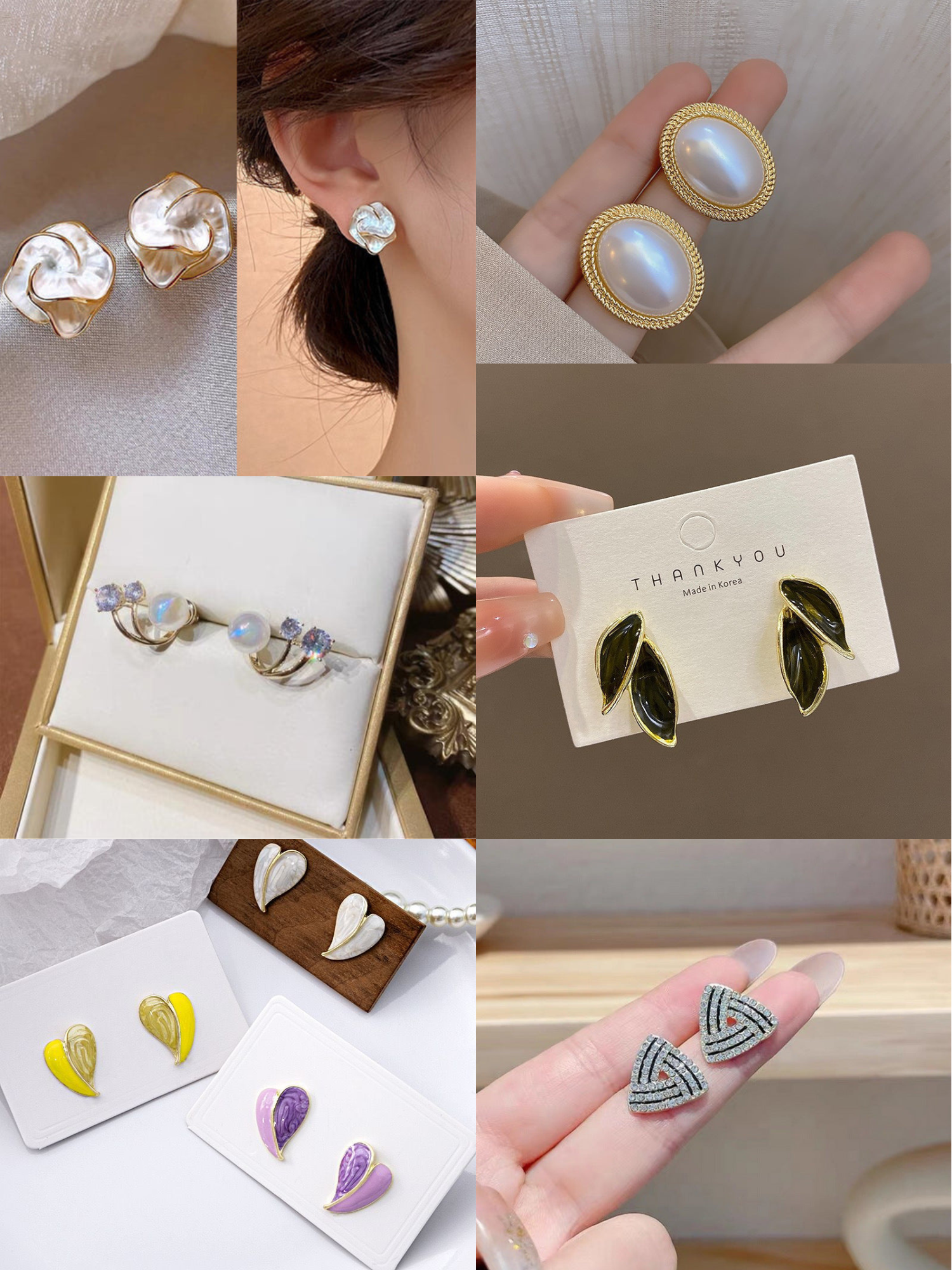 Everyday Korean Style Earrings Box – 12 Pairs - Image 3